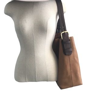 Shoulder Crossbody Bag Wide Straps Brown